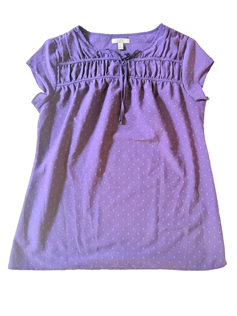 croft & barrow Purple Swiss Dot Peasant Short Sleeve Top Women Small Cottage